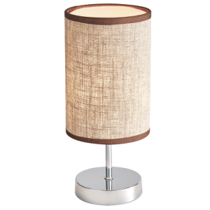 POLISH CHR & LIGHT BR SHADE TABLE LAMP 1X40W SES