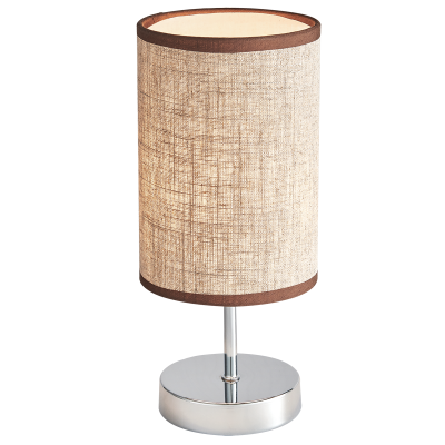 POLISH CHR & LIGHT BR SHADE TABLE LAMP 1X40W SES