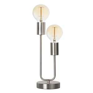 SATIN METAL TABLE LAMP 2 X LAMPHOLDER 2X40W ES