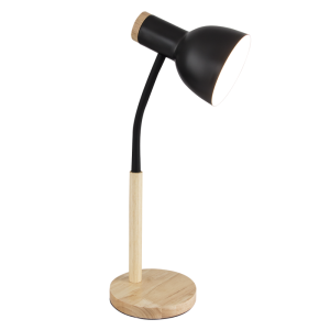 METAL & WOOD FLEXI ARM TABLE LAMP 1X40W ES