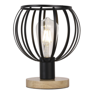 METAL TABLE LAMP LIGHT WOOD BASE 1X40W ES