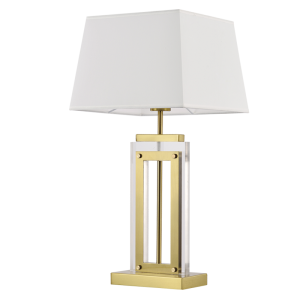 ACRYLIC&METAL BASE WHITE SHADE ANT/BRASS 1X40W ES