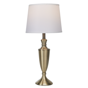 ANTIQUE BRASS TABLE LAMP WHITE SHADE 1X40W ES