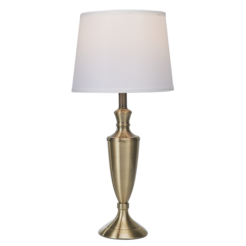 ANTIQUE BRASS TABLE LAMP WHITE SHADE 1X40W ES