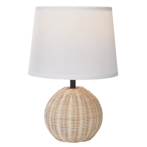 RATTAN BASE WHITE SHADE TABLE LAMP 1X40W ES