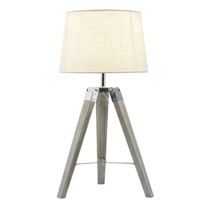 WOOD&POLISH CHR BEIGE SHADE TRI POD LEGS 1X60W ES