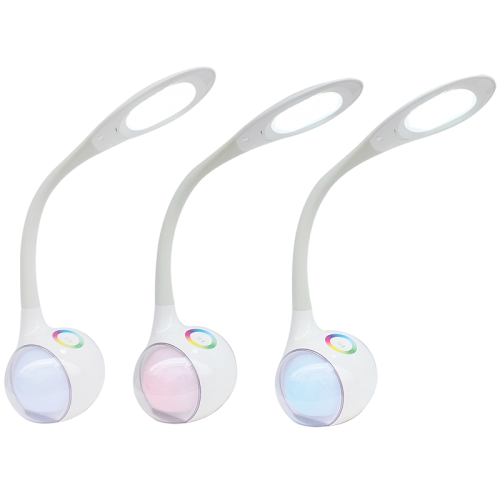 WHITE RGB BASE 9W LED ADJ HEAD MOVABLE ARM DESK