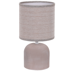 BROWN RIBBED CERAMIC BASE FABRIC SHADE 1X40W SES