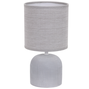 GREY RIBBED CERAMIC BASE FABRIC SHADE 1X40W SES