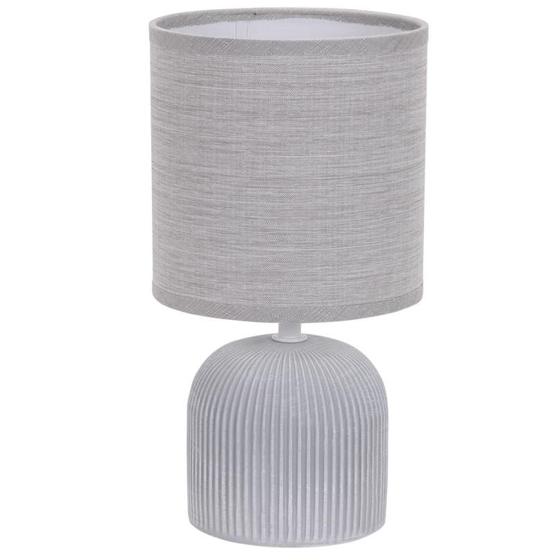 GREY RIBBED CERAMIC BASE FABRIC SHADE 1X40W SES