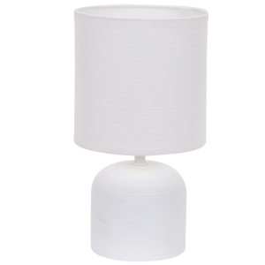 WHITE CERAMIC BASE WITH FABRIC SHADE 1X40W SES