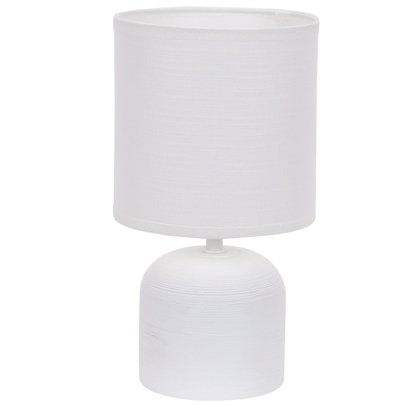 WHITE CERAMIC BASE WITH FABRIC SHADE 1X40W SES