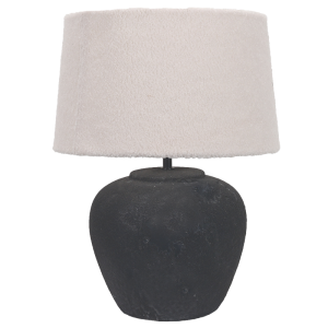 BLK CERAMIC BASE WITH CREAM FABRIC SHADE 1X60W ES