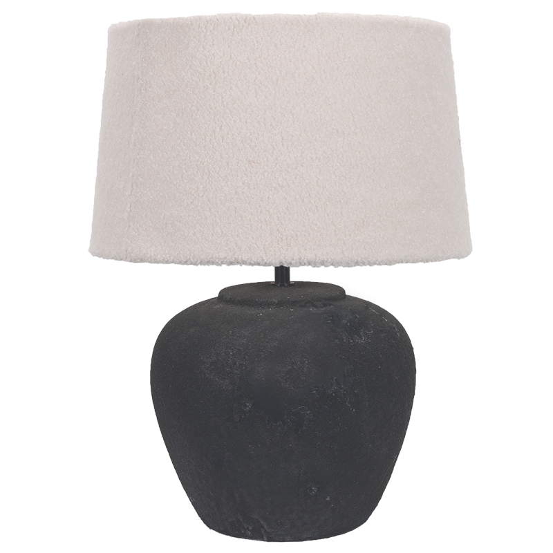 BLK CERAMIC BASE WITH CREAM FABRIC SHADE 1X60W ES