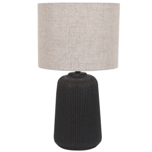 BLACK CERAMIC HESSIAN FABRIC SHADE 1X60W ES