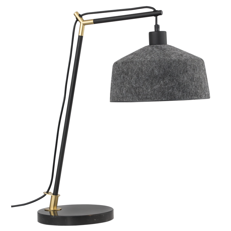 METAL&PET TABLE LAMP MARBLE BASE GREY FELT SHADE