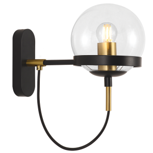 BLACK GLASS WALL LIGHT 1X60W ES