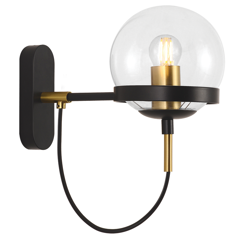 BLACK GLASS WALL LIGHT 1X60W ES
