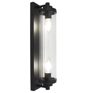 METAL WALL BRACKET FLUTED GLASS 2X40W SES
