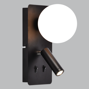 BLK METAL WALL BRACKET OPAL BALL COVER 2 SWITCH