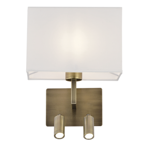 ANTIQUE METAL WALL BRACKET 2 SWITCHES WHITE SHADE