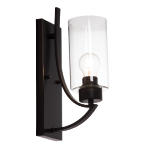 METAL & CLEAR GLASS WALL BRACKET 1X60W ES
