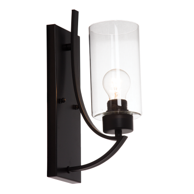 METAL & CLEAR GLASS WALL BRACKET 1X60W ES