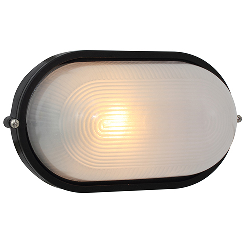 Oval Large Plain B/Head 280mm Black 1x100w