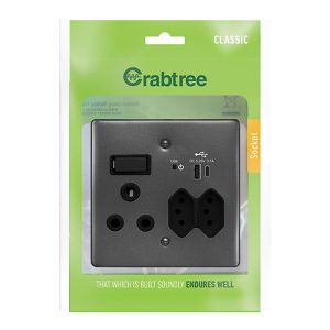 C/T Classic USB Socket (A+C) 100x100 Graphite