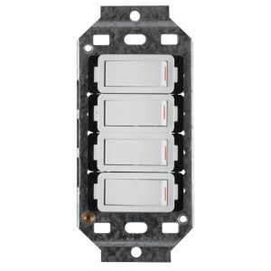 Crabtree Classic 4 Lever 4x1 Way 20A Switch & Yoke White 50x100mm