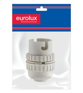 Lampholder B22 Nylon White 10mm H/C & Bag PP