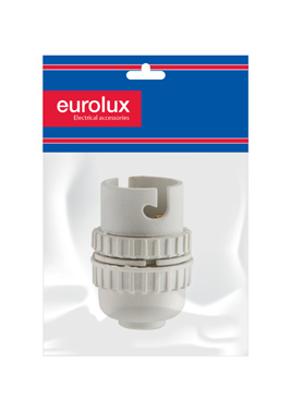 Lampholder B22 Nylon White 10mm H/C & Bag PP