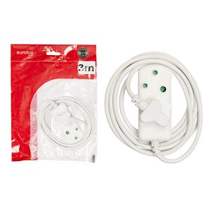 16A Side by Side Coupler Extension Lead (1.0mm x 3 Cores) White 3M