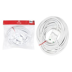Extension Cord 1.50mm 20M 16A White Side by Side Coupler