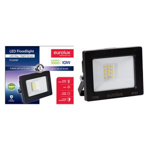 LED 10W Floodlight Black with Day Night Sensor Box