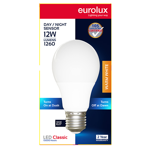 A60 Classic Day/Night Sensor 12W LED E27 3000K