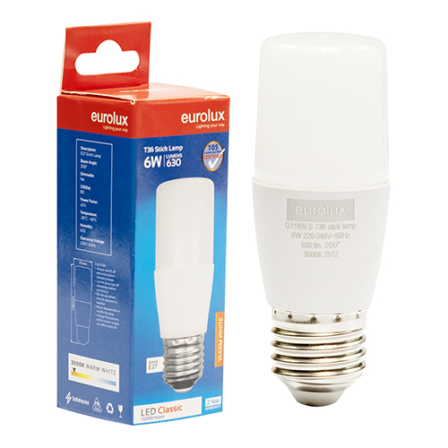 Eurolux Stick Lamp T36 6W LED E27 3000K 105lm