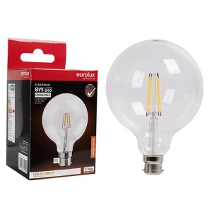 Maxi Globe 125mm Filament 8W LED B22 3000K Dimmable 105lm
