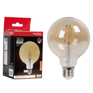 Mini Maxi Globe G95 Filament Amber 4W LED E27 2700K Dimmable 105lm