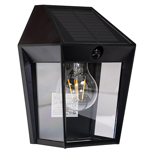 Avony 1LT Solar Wall Light Black with PIR