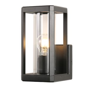 Bhok Square Ali Outdoor Wall Light Black with Clear Glass