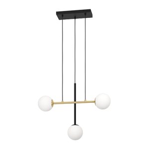 Paz 3LT Pendant Black/ White/Brushed Brass