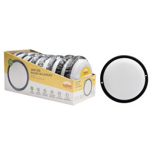 Radiant Round Bulkhead Black LED 15W 1000lm 6500K (Sell in PDQ of 8)