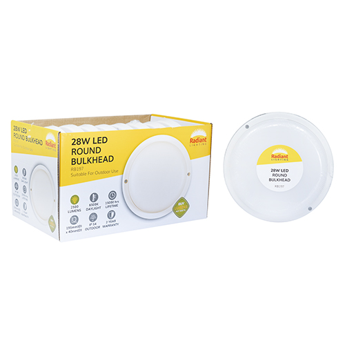 Radiant Round Bulkhead LED 28W 2500lm 6500K (Sell in PDQ of 8 only)