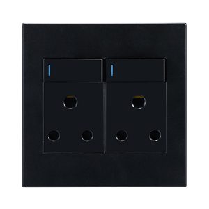 Horizon Modern Double Socket 16A Black