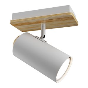 Sol Spot Light 1 Light White/Wood GU10 1x5W