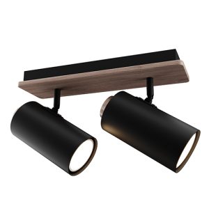 Sol Spot Light 2 Light Bar Black/Wood GU10 2x5W