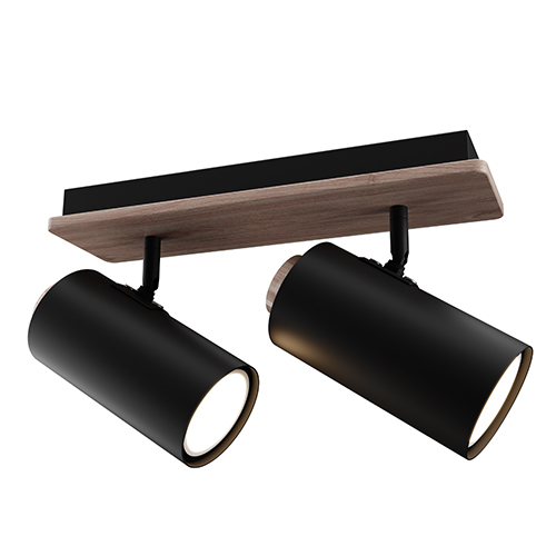 Sol Spot Light 2 Light Bar Black/Wood GU10 2x5W