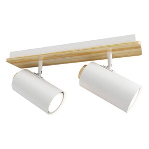 Sol Spot Light 2 Light Bar White/Wood GU10 2x5W