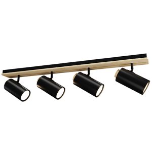 Sol Spot Light 4 Light Bar Black/Wood GU10 4x5W